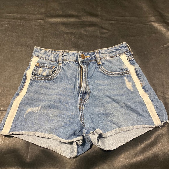 streetwear society jean shorts with white stripe on sides - Picture 1 of 2